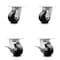 Service Caster 4 Inch Kingpinless Polyolefin Wheel Swivel Caster Set with 2 Brakes SCC SCC-KP30S420-POR-2-SLB-2 - alternate 1